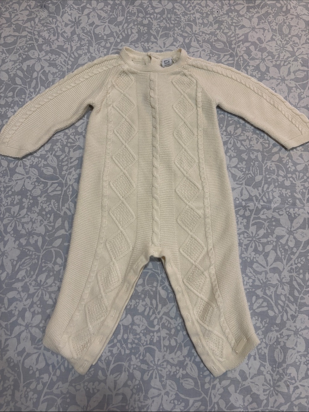 Janie and Jack Cream Cable Knit Baby One-Piece
